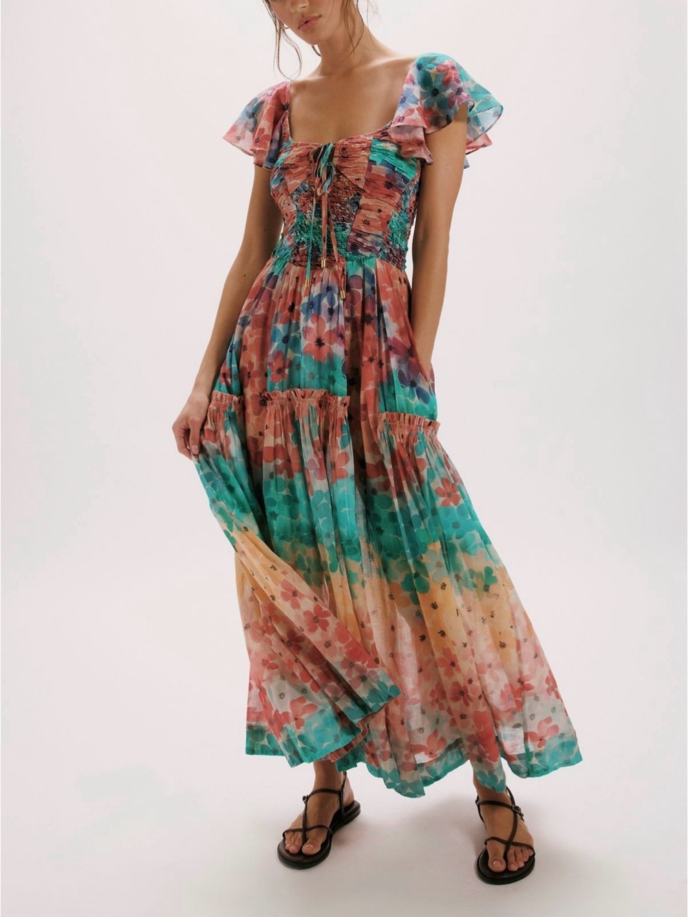 NWT Free People Sunshine Maxi Dress in Soft Tropic Combo Size Large MSRP $298 - Picture 1 of 12